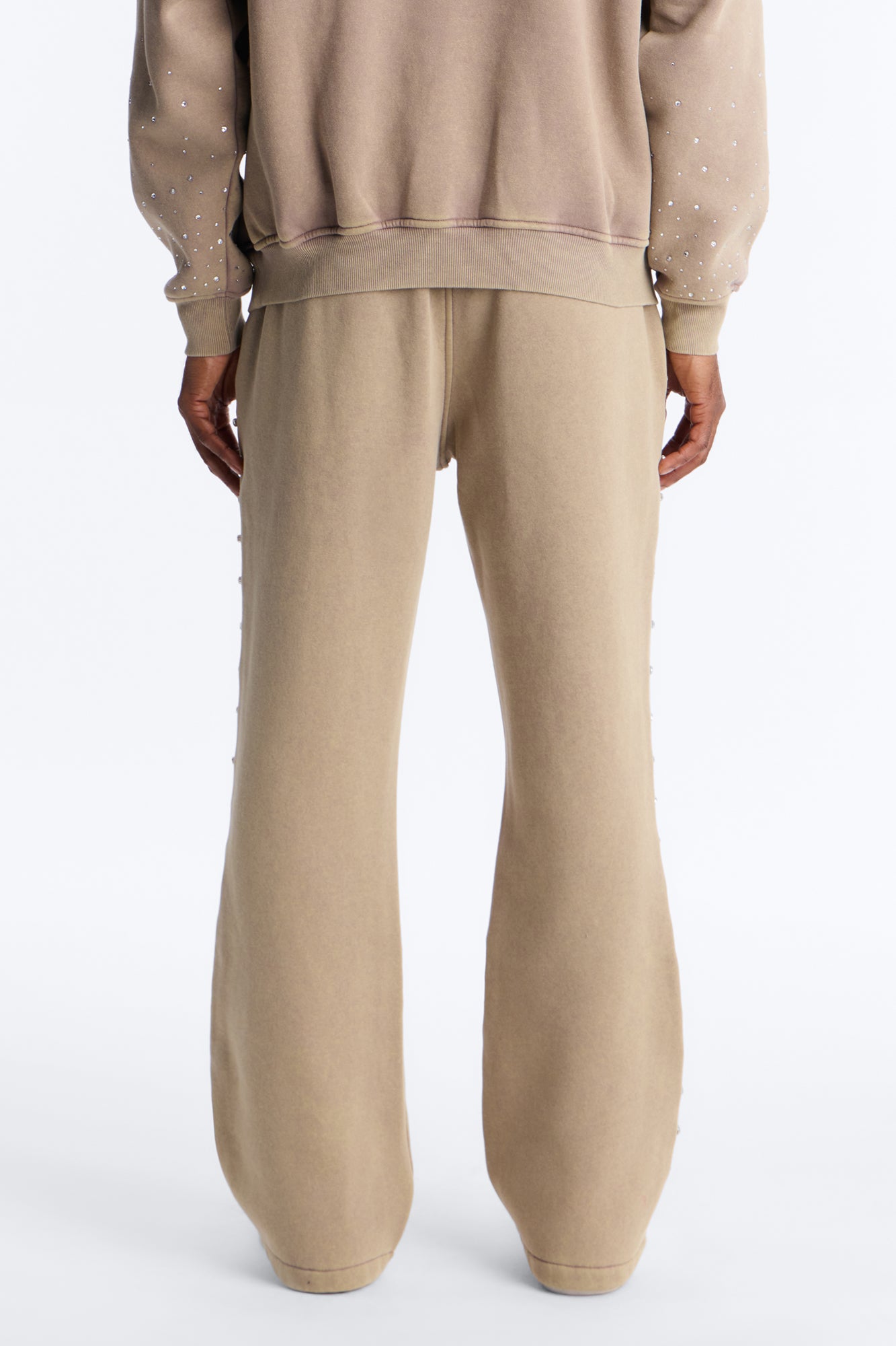 Ice Cold Rhinestones Relaxed Sweatpants - Taupe