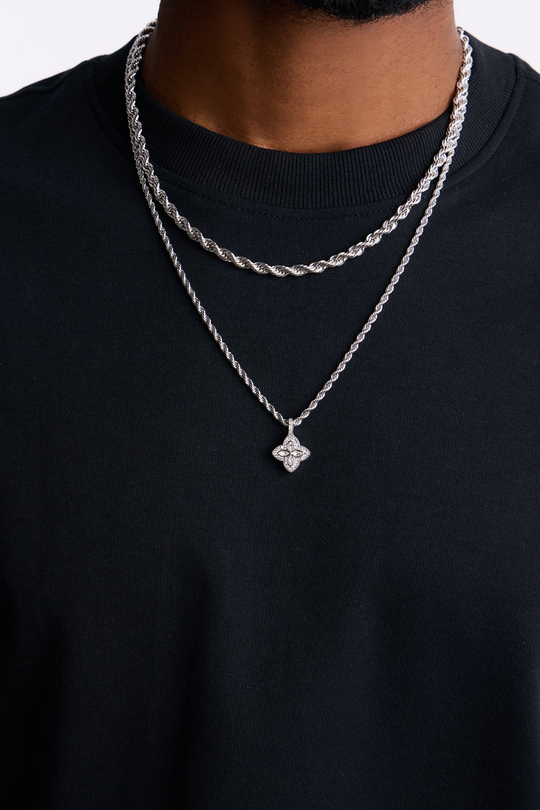 Divinity Double Chain Necklace - Silver