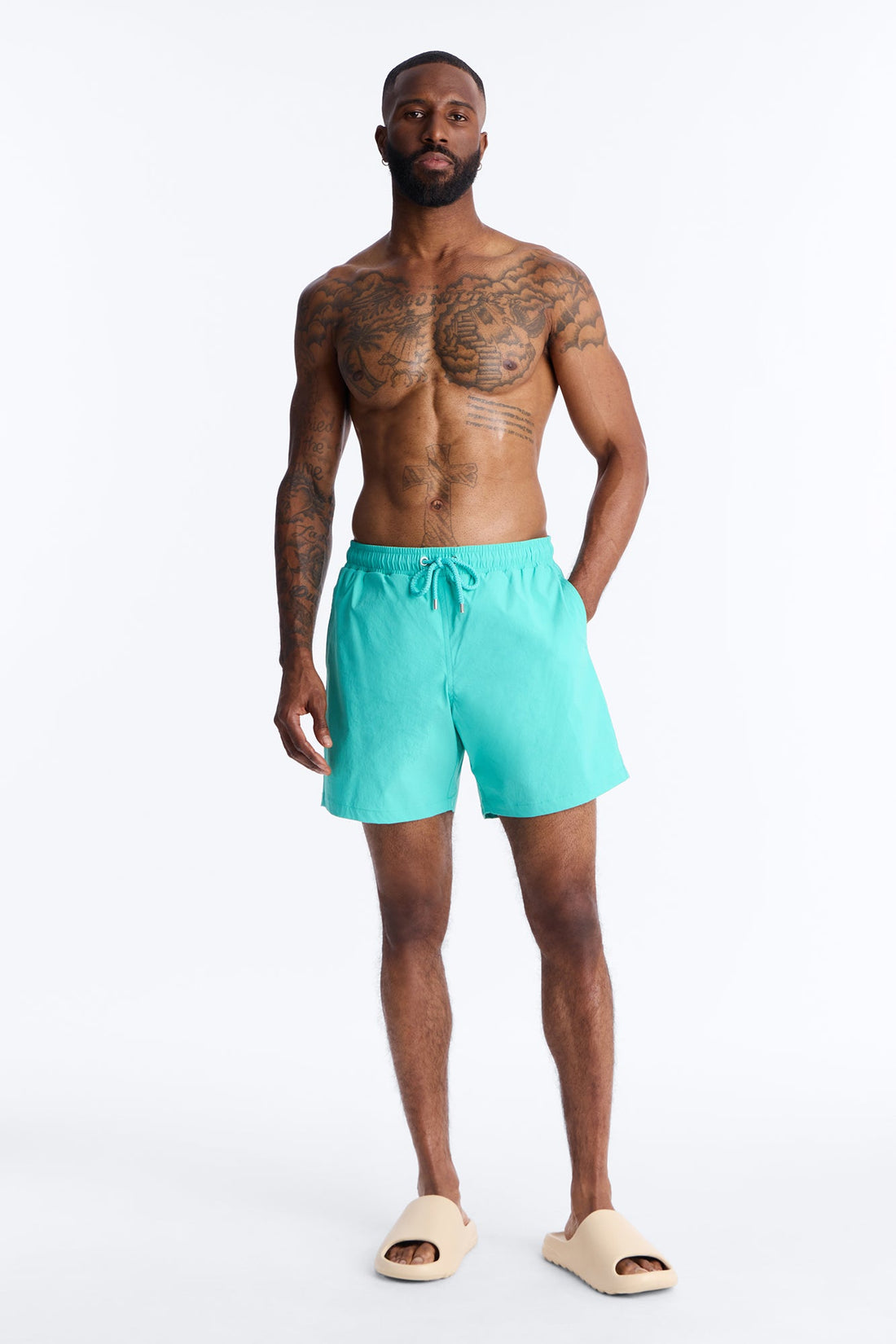 Montez Stretch Swim Trunk 7″ - Teal