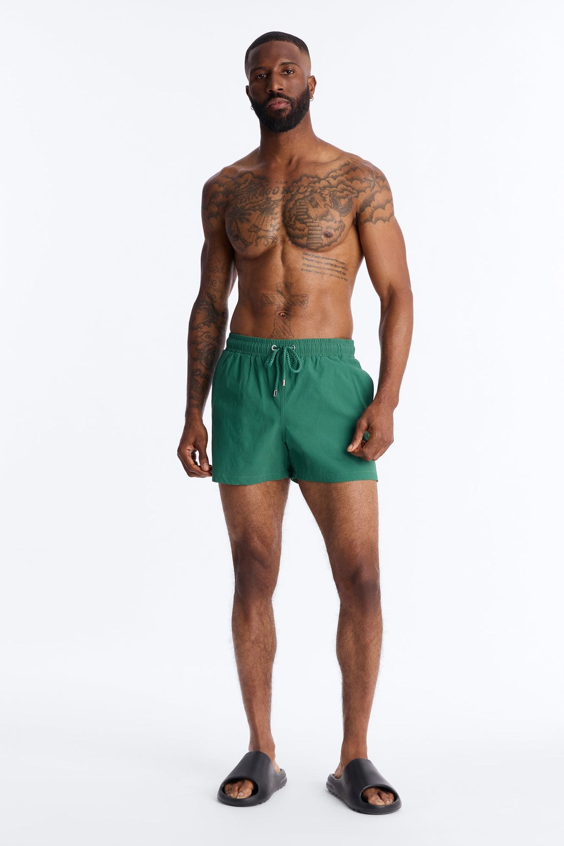 Montez Stretch Swim Trunk 4″ - Hunter Green