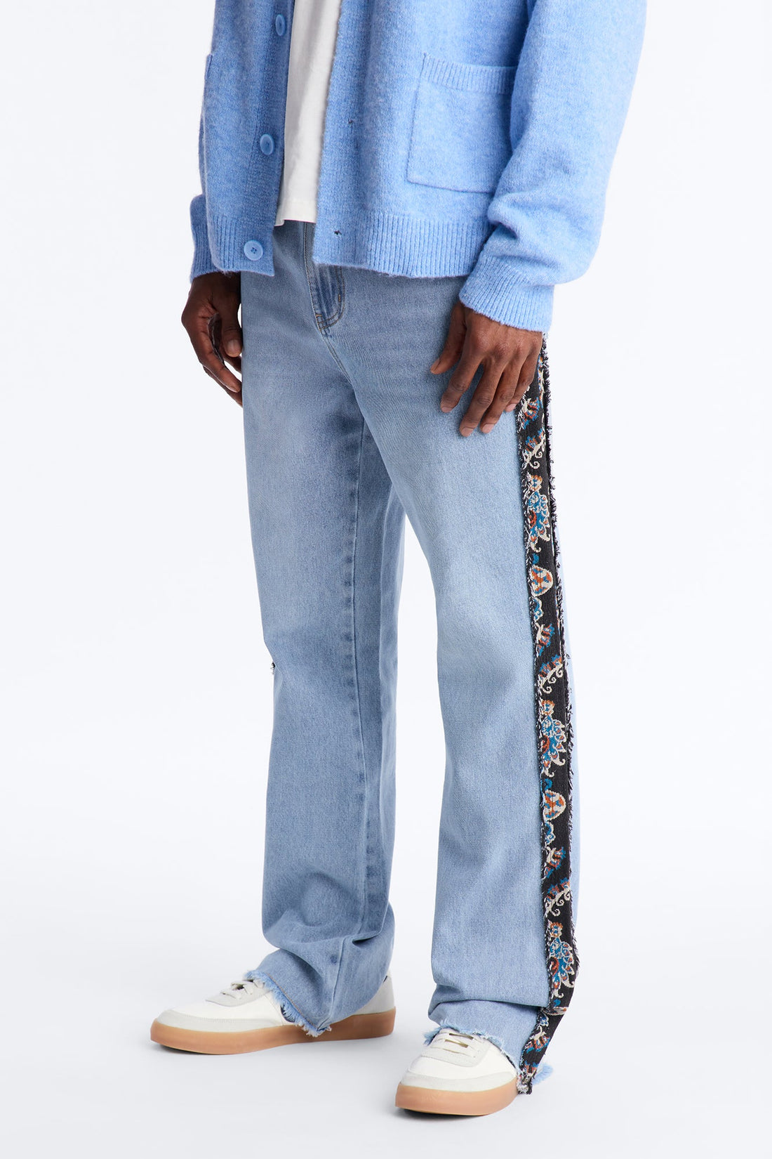 Stacked Slim Flare Exquisite Tapestry Jeans - Light Blue Wash