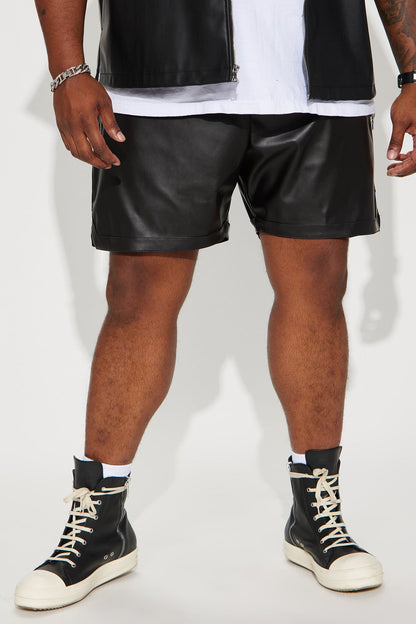 Slam Dunk Faux Leather Shorts - Black