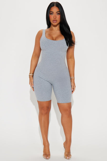 Antonina Heavy Ribbed Romper - Heather Grey