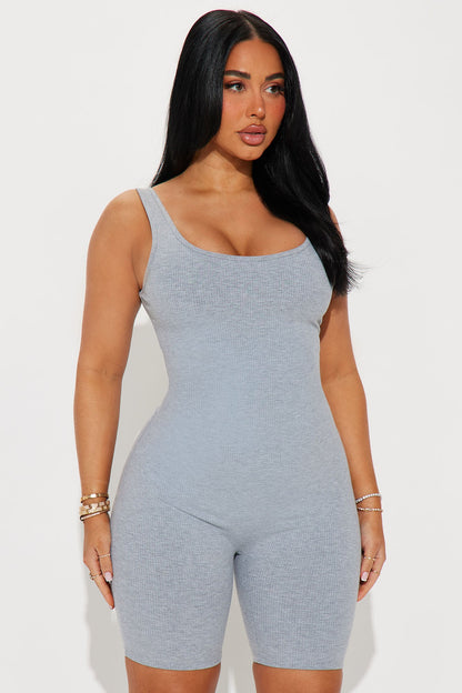 Antonina Heavy Ribbed Romper - Heather Grey