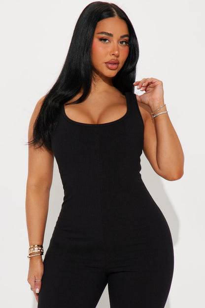 Bronte Heavy Ribbed Jumpsuit - Black