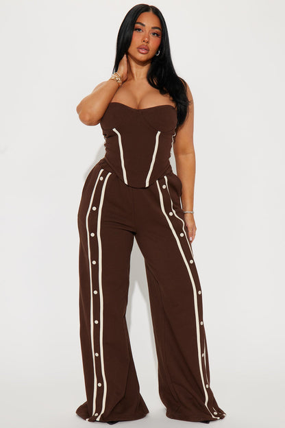 Sara Fleece Track Pant Set - Chocolate