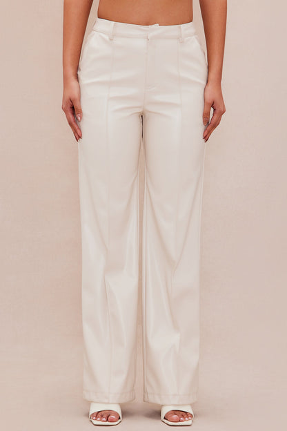 Naya Faux Leather Pant - Cream