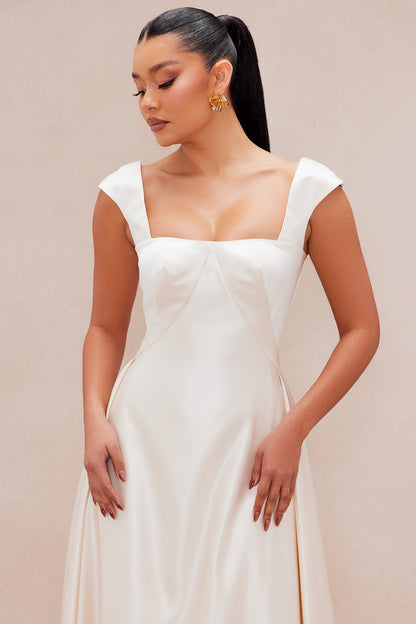 Darling Satin Midi Dress - Cream
