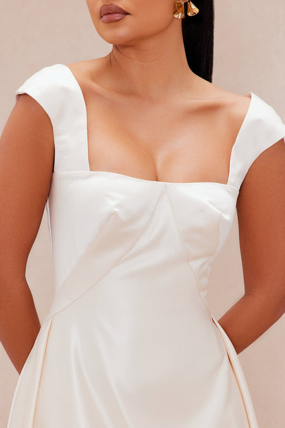 Darling Satin Midi Dress - Cream