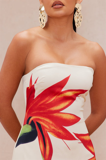 Althea Satin Maxi Dress - Nude/combo