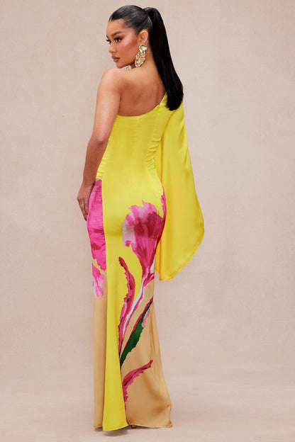 Golden Hour Satin Maxi Dress - Yellow/combo