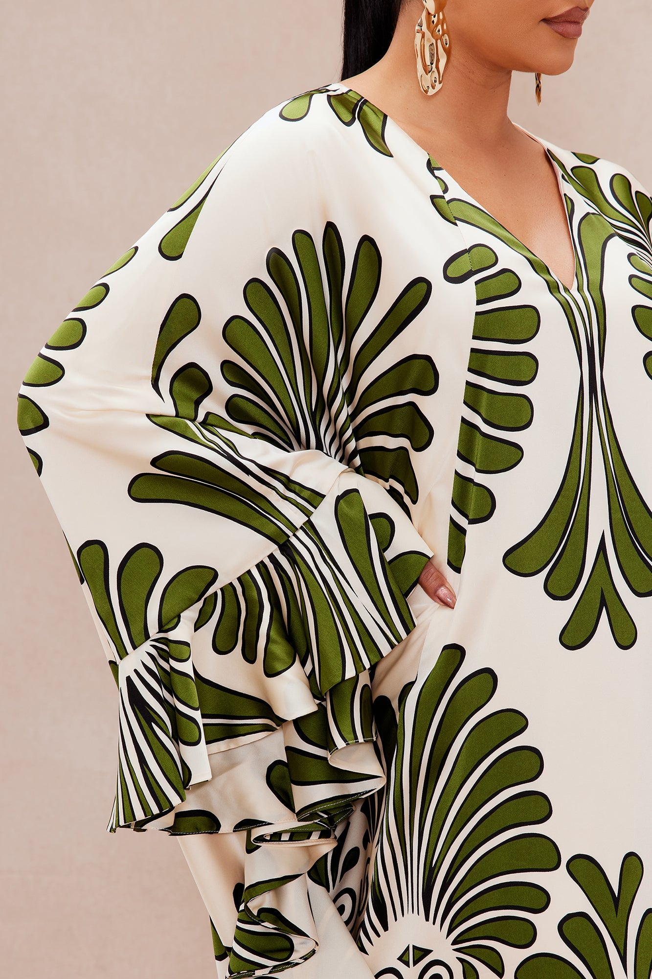 All Inclusive Satin Kaftan Dress - Cream/combo