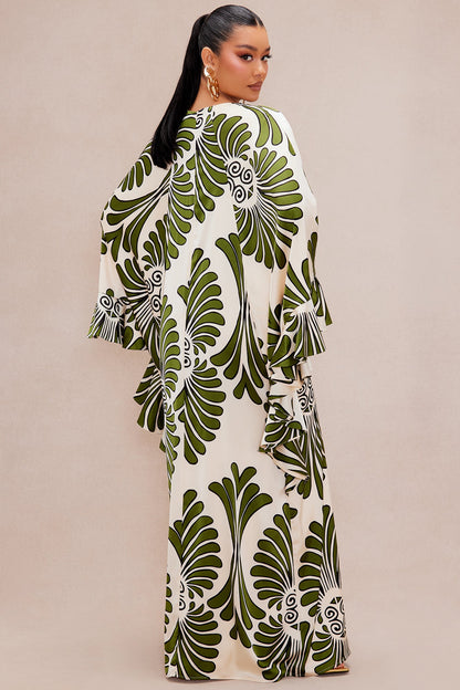 All Inclusive Satin Kaftan Dress - Cream/combo