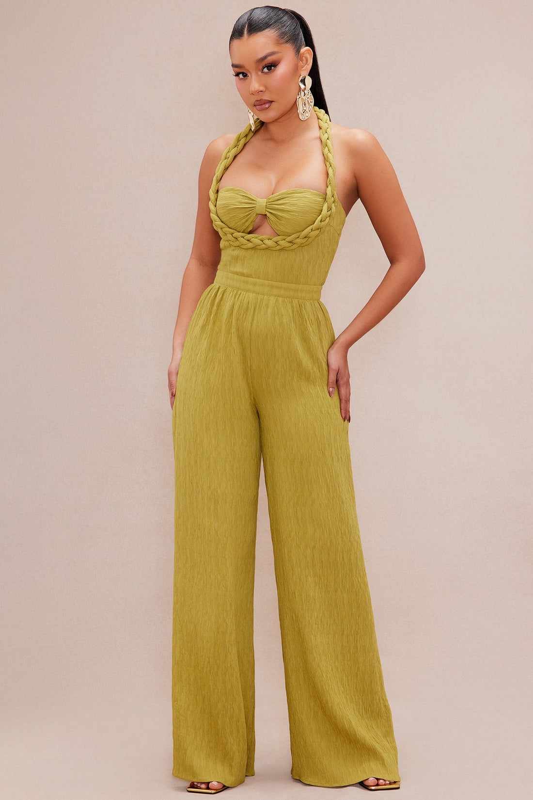 Chelsea Textured Jumpsuit - Olive