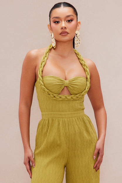 Chelsea Textured Jumpsuit - Olive