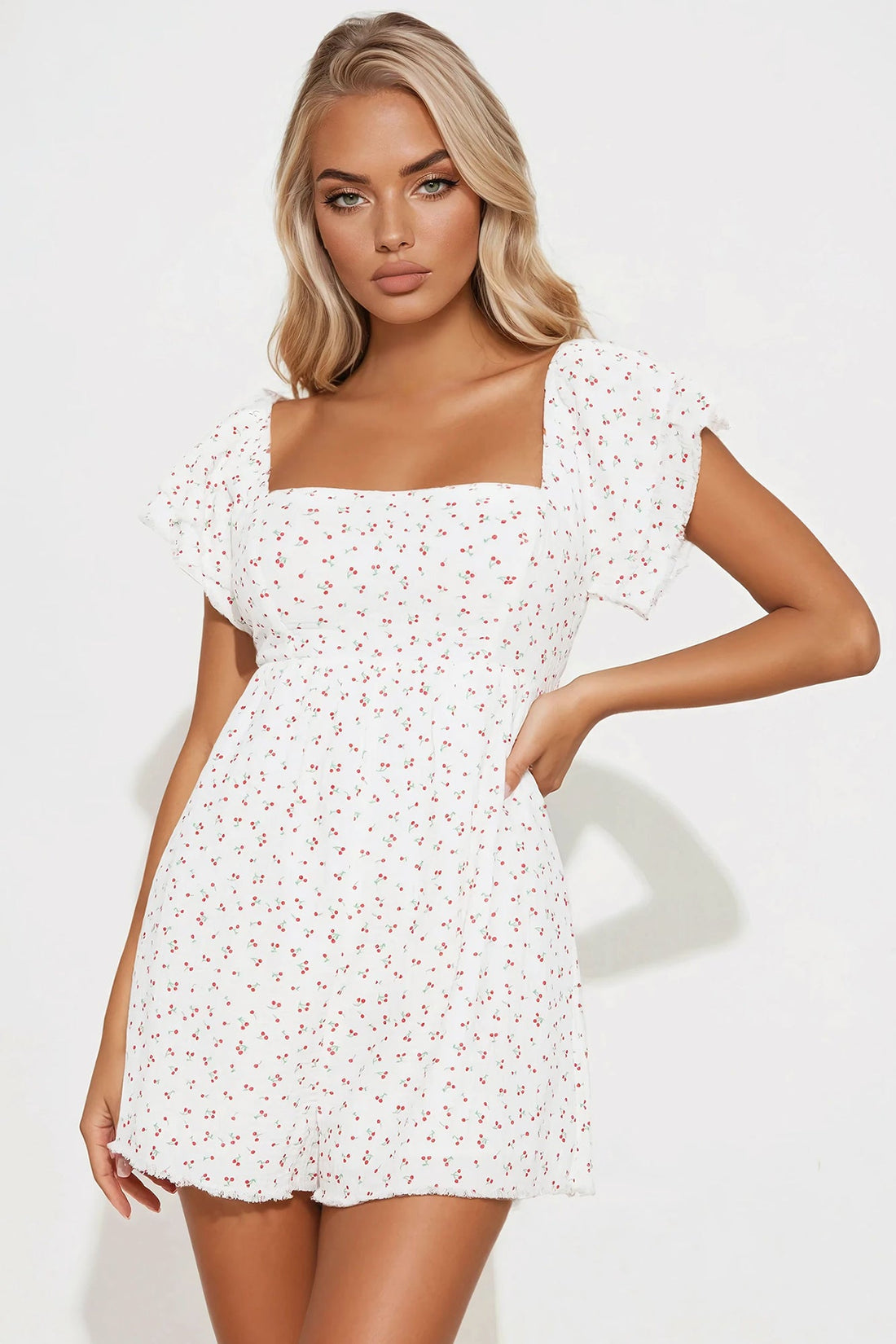 Cherry On Top Gauze Romper - White/combo