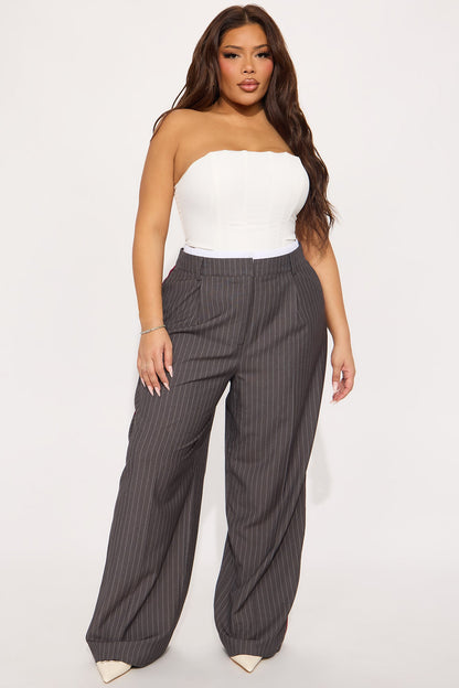 Dedicated To You Double Waistband Trouser - Charcoal/combo