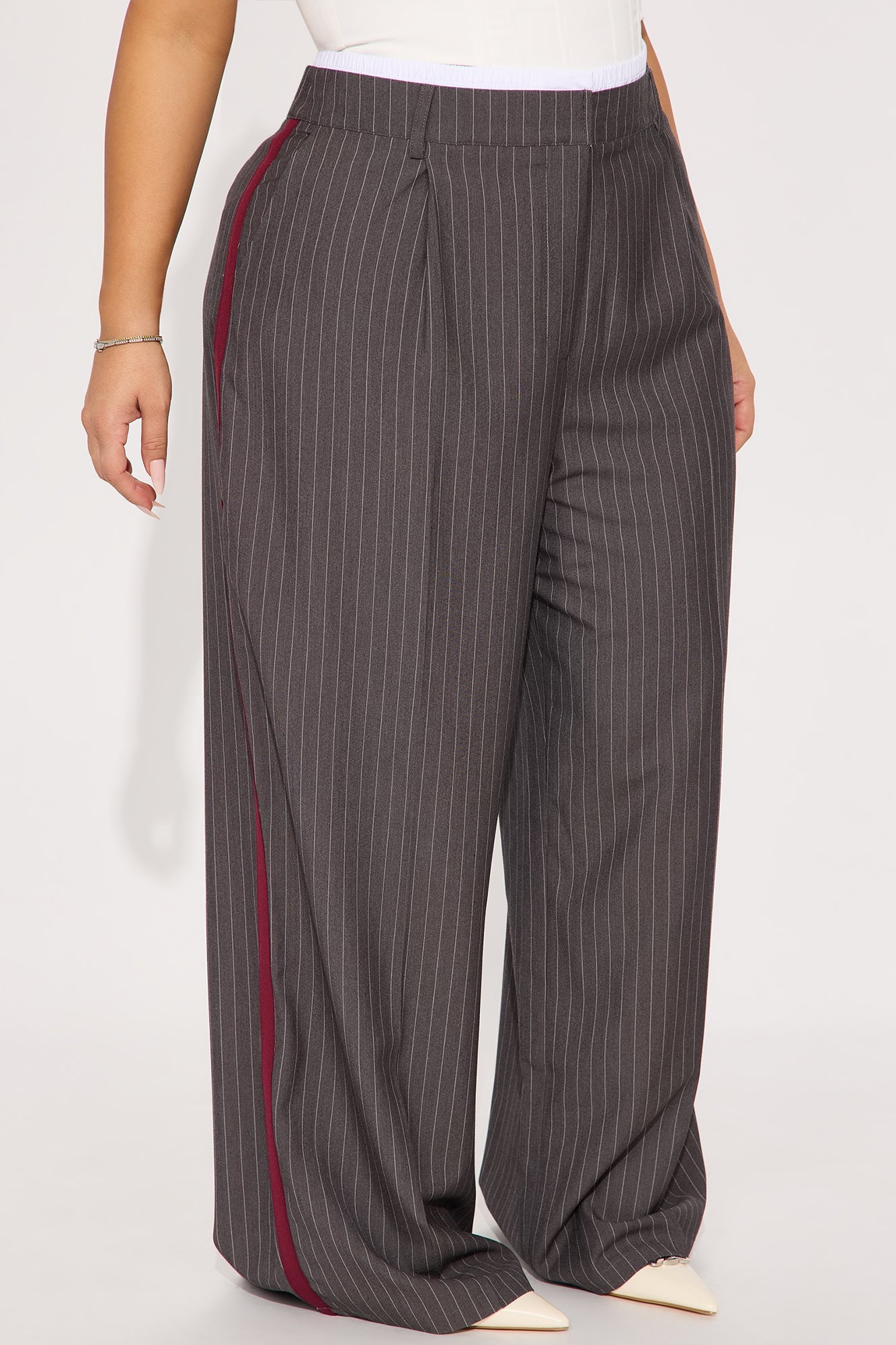 Dedicated To You Double Waistband Trouser - Charcoal/combo