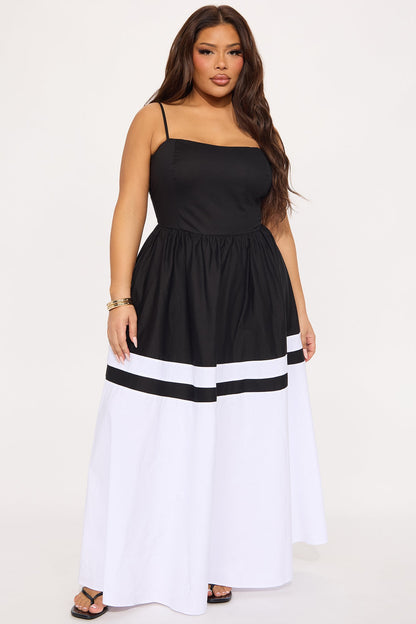 Susie Poplin Maxi Dress - Black/combo