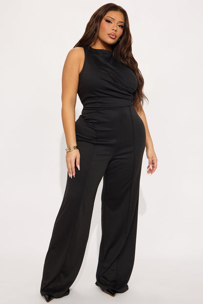 Antonia Sleeveless Ponte Jumpsuit - Black