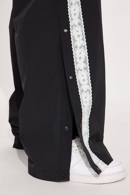 Talia Snap Button Windbreaker Track Pant - Black