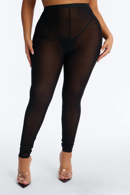 Sheer Curves Mesh Shaping Legging - Black