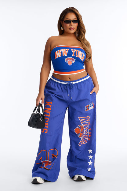 NBA New York Knicks Patchwork Cargo Wide Leg Pant - Royal