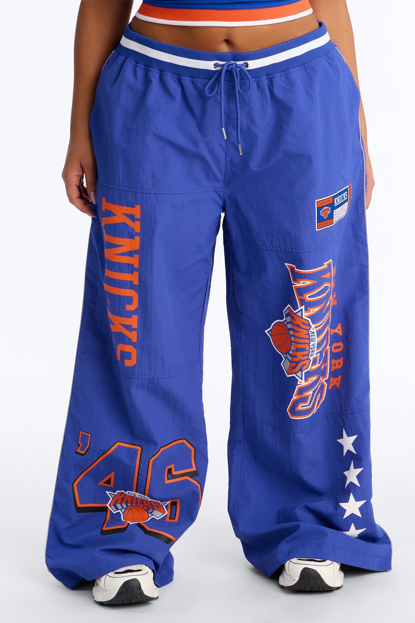 NBA New York Knicks Patchwork Cargo Wide Leg Pant - Royal