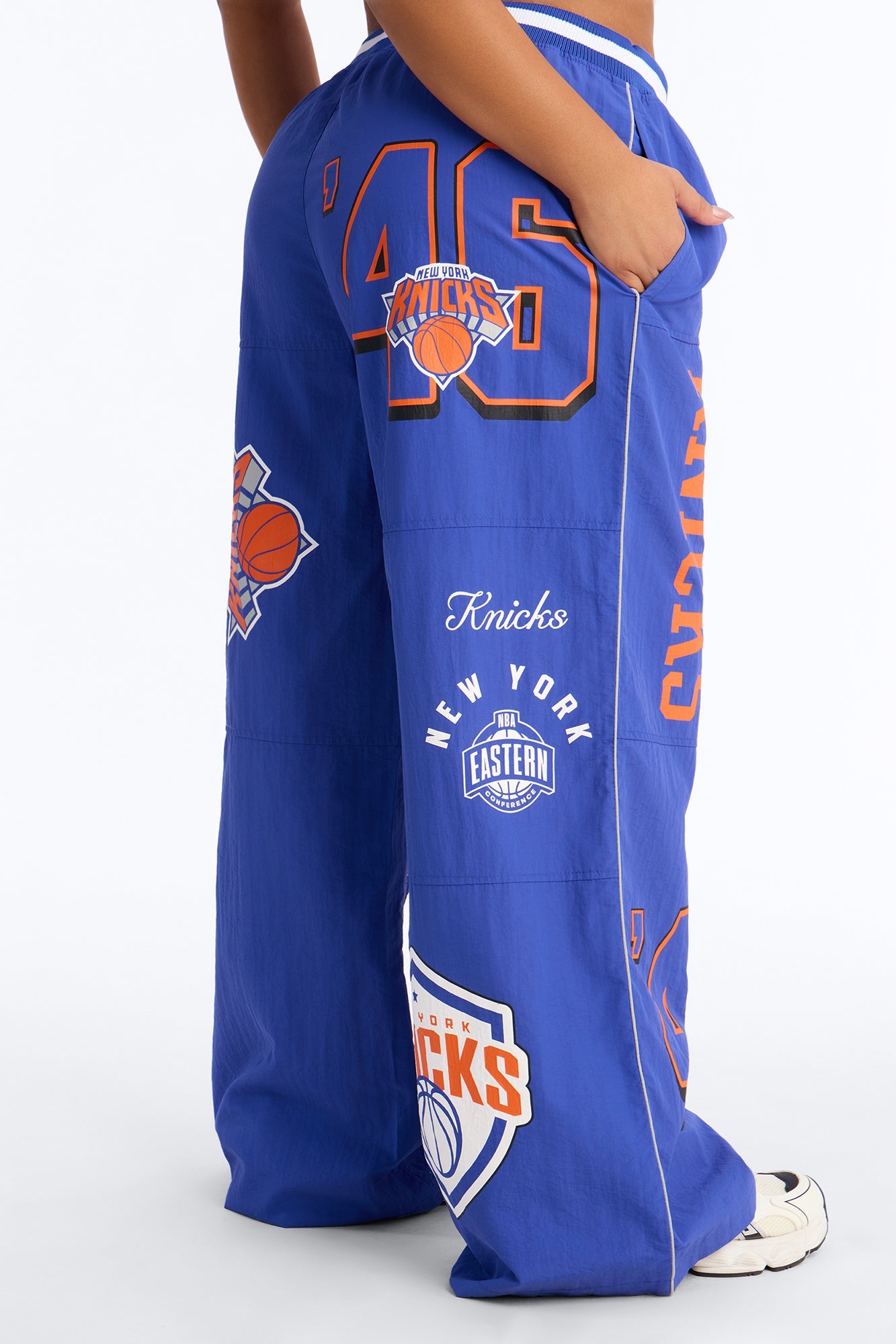 NBA New York Knicks Patchwork Cargo Wide Leg Pant - Royal