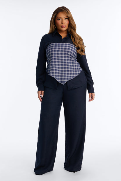 Always Functional Scarf 3 Piece Pant Set - Navy