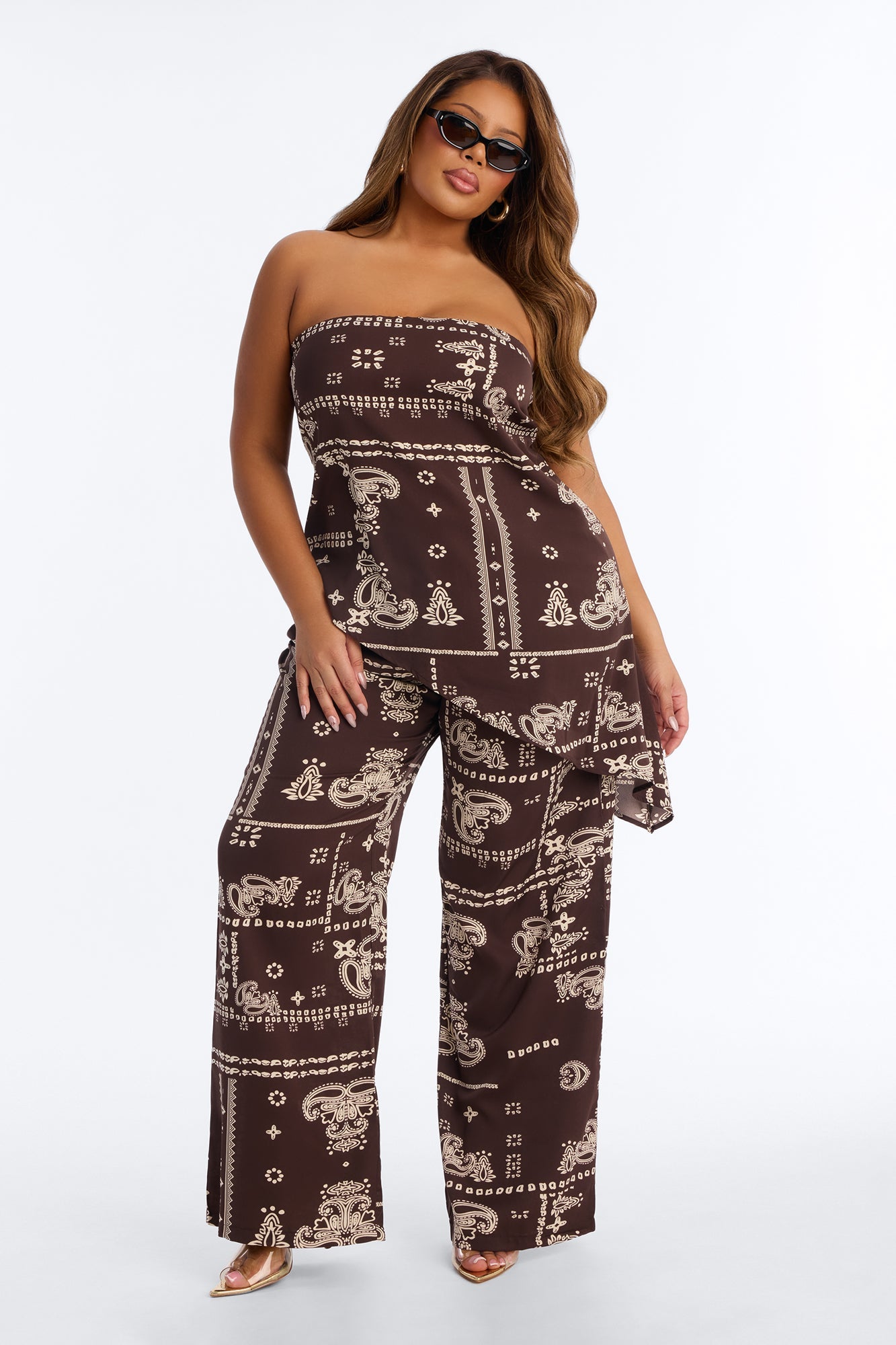 Perfect Instincts Bandana Pant Set - Brown