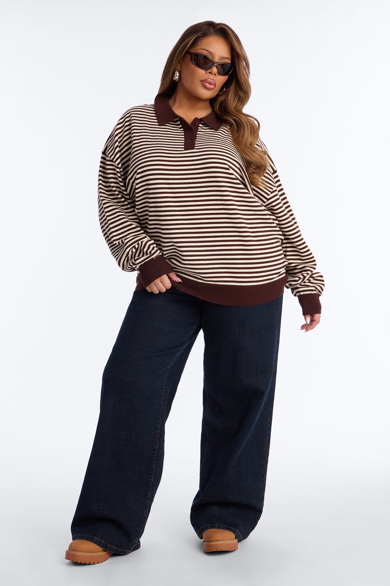 Martini Striped Polo Sweater - Brown/combo