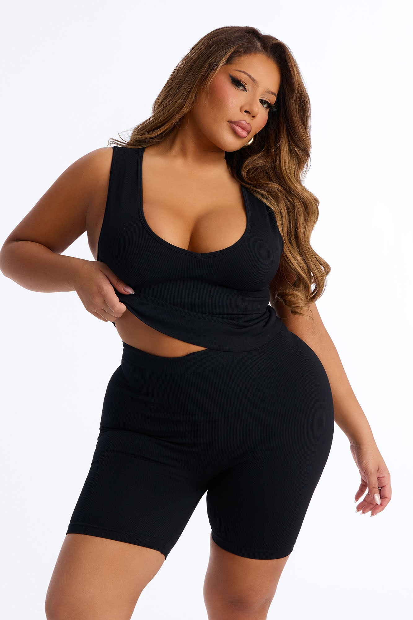 Allison Seamless Biker Short Set - Black