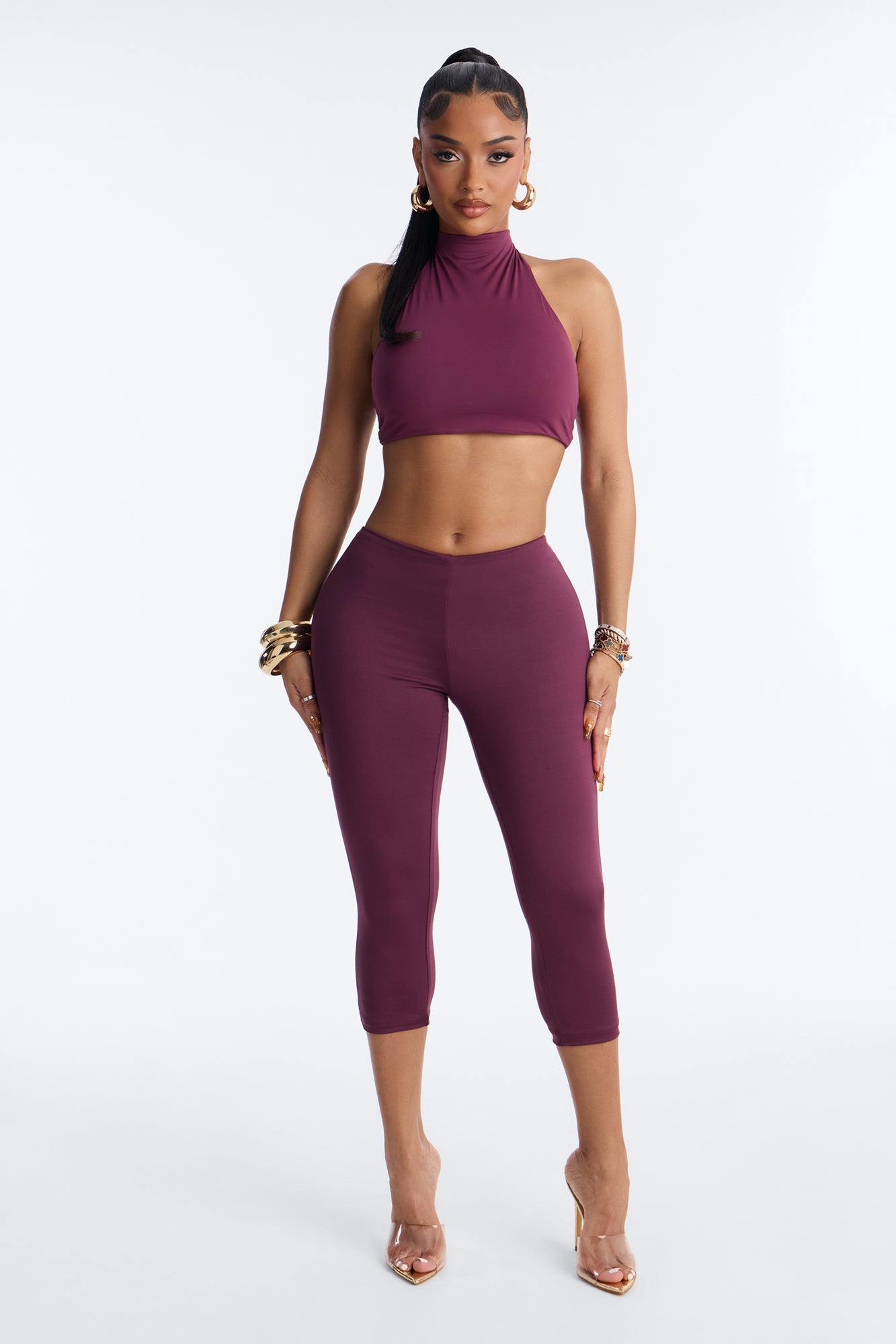 Contour Double Lined Capri Pant - Plum
