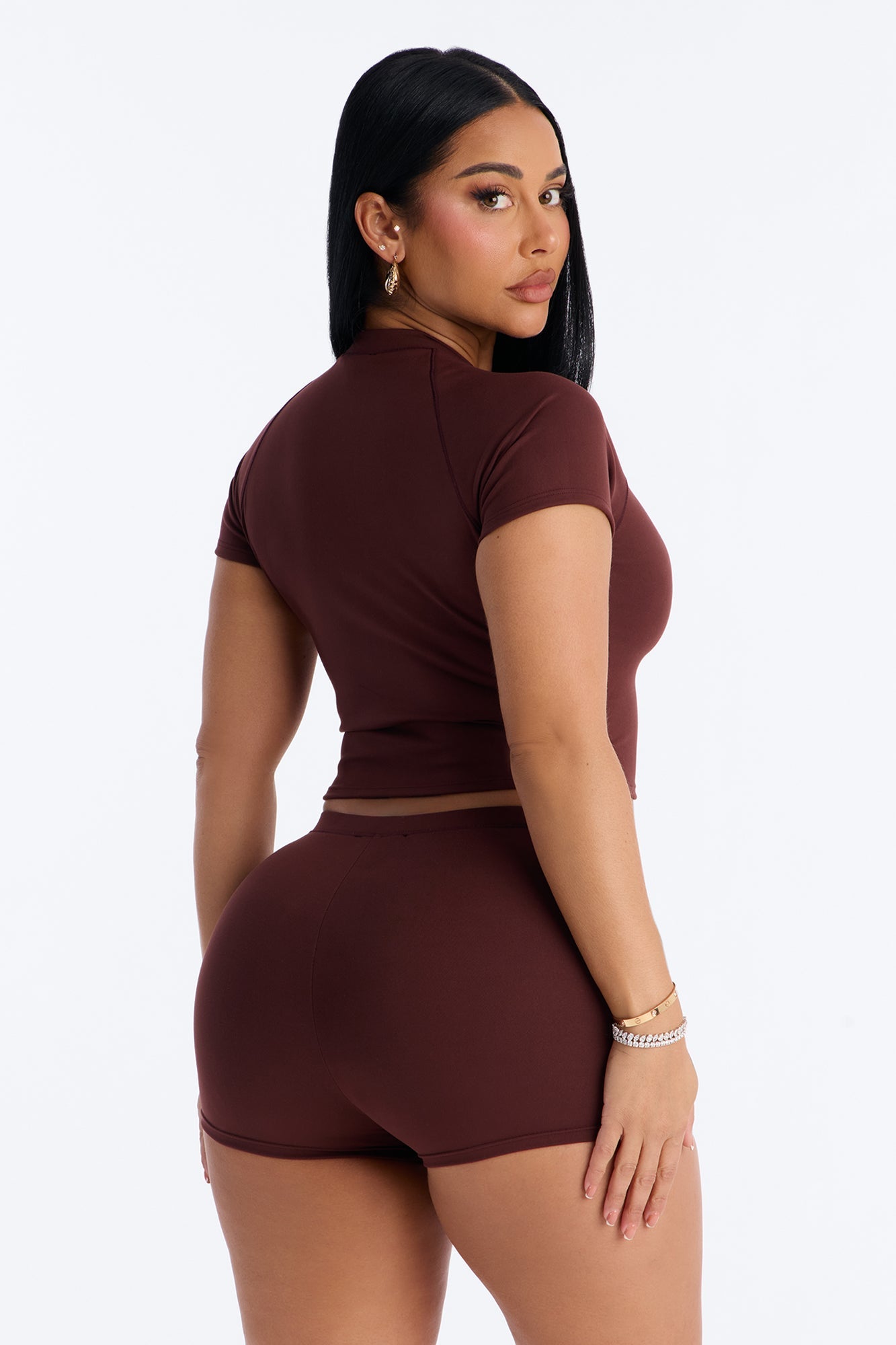 Kendra Brushed Short Set - Chocolate