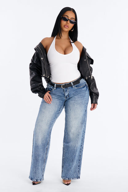 Oceano Washed Loose Denim Jeans - Medium Wash