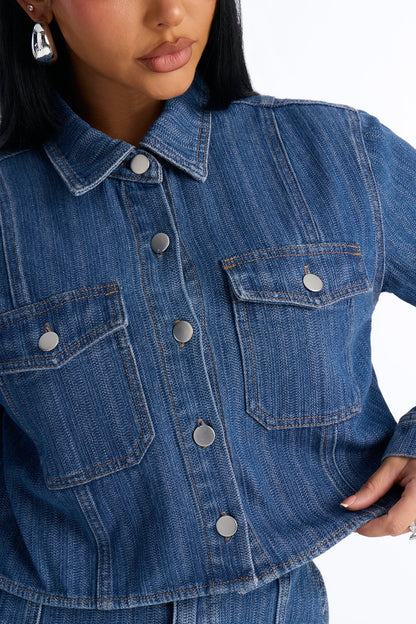 Lyon Denim Shacket - Medium Wash