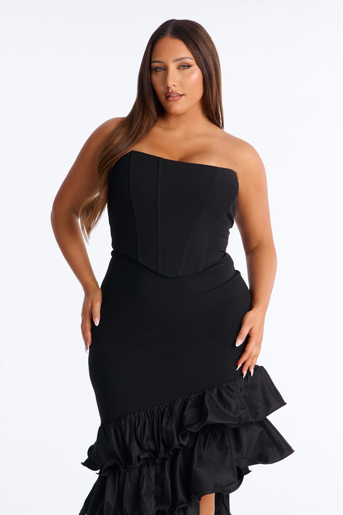 Trisha Tiered Ruffle Gown - Black
