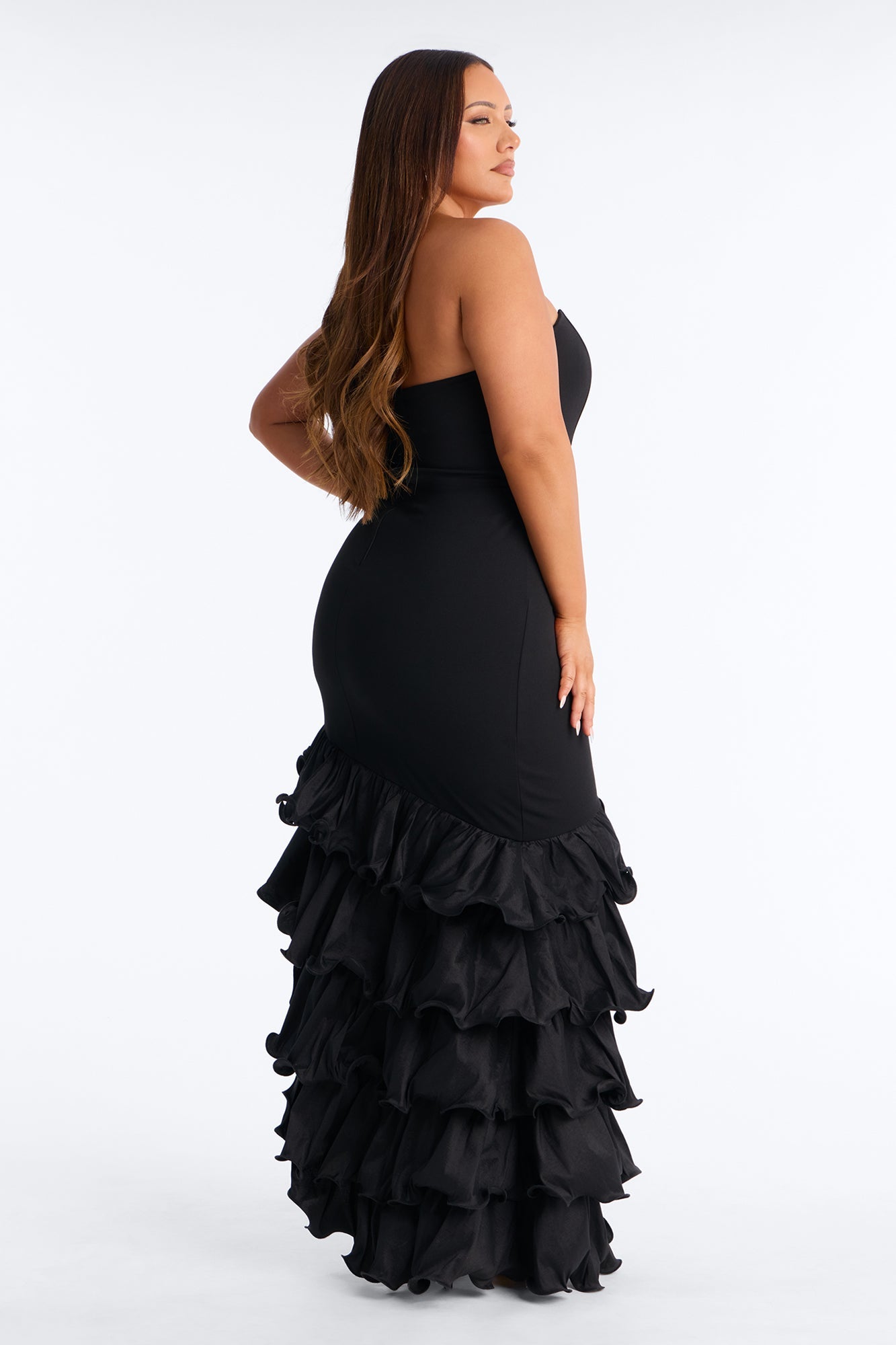 Trisha Tiered Ruffle Gown - Black
