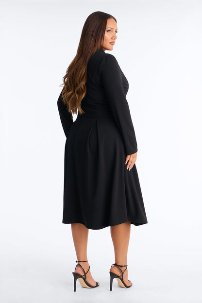 Janae Pleated Midi Dress 2 Piece Set - Black