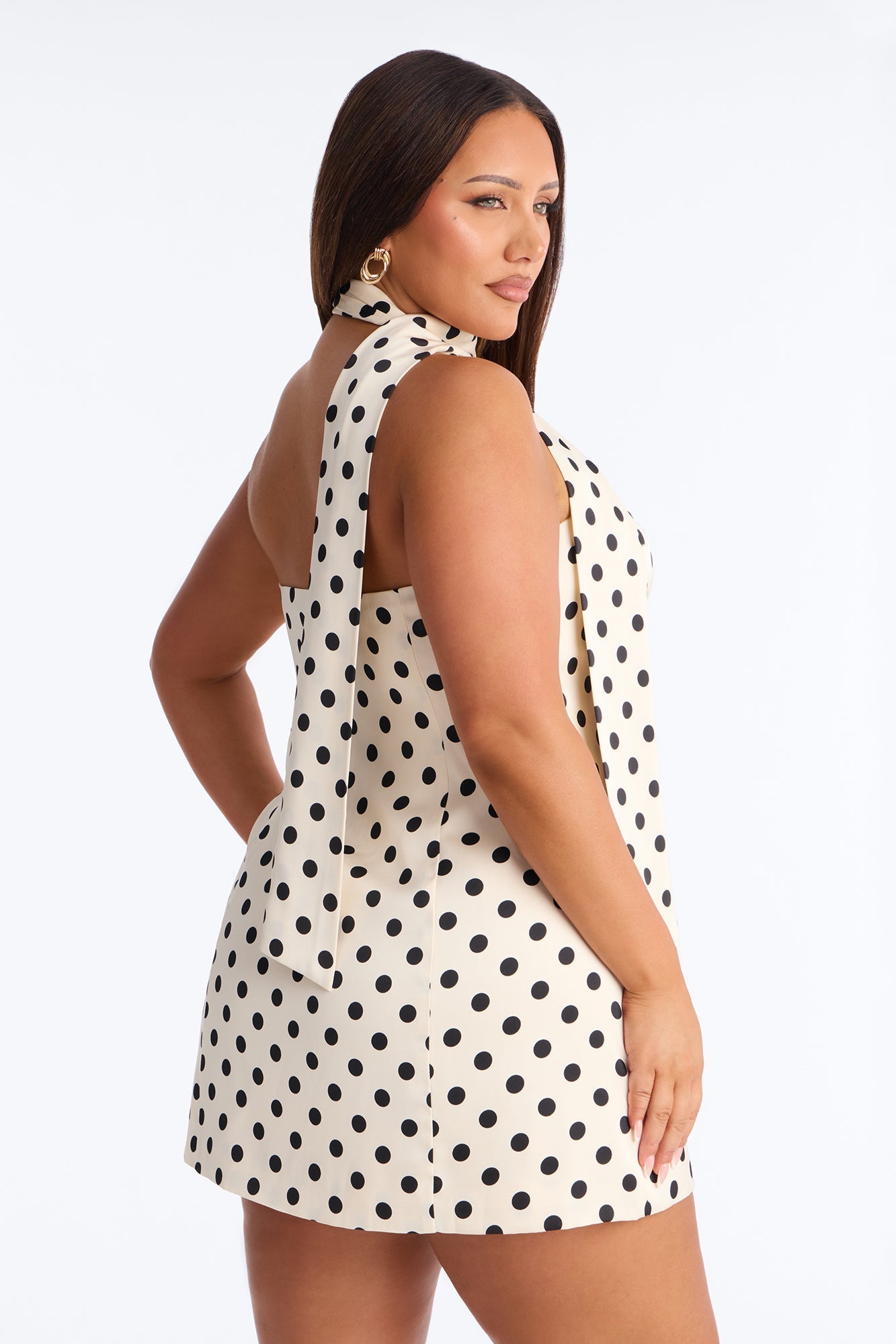 Brielle Strapless Polka Dot Mini Dress - Cream
