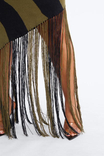 Analyn Sweater Maxi Dress - Olive/combo