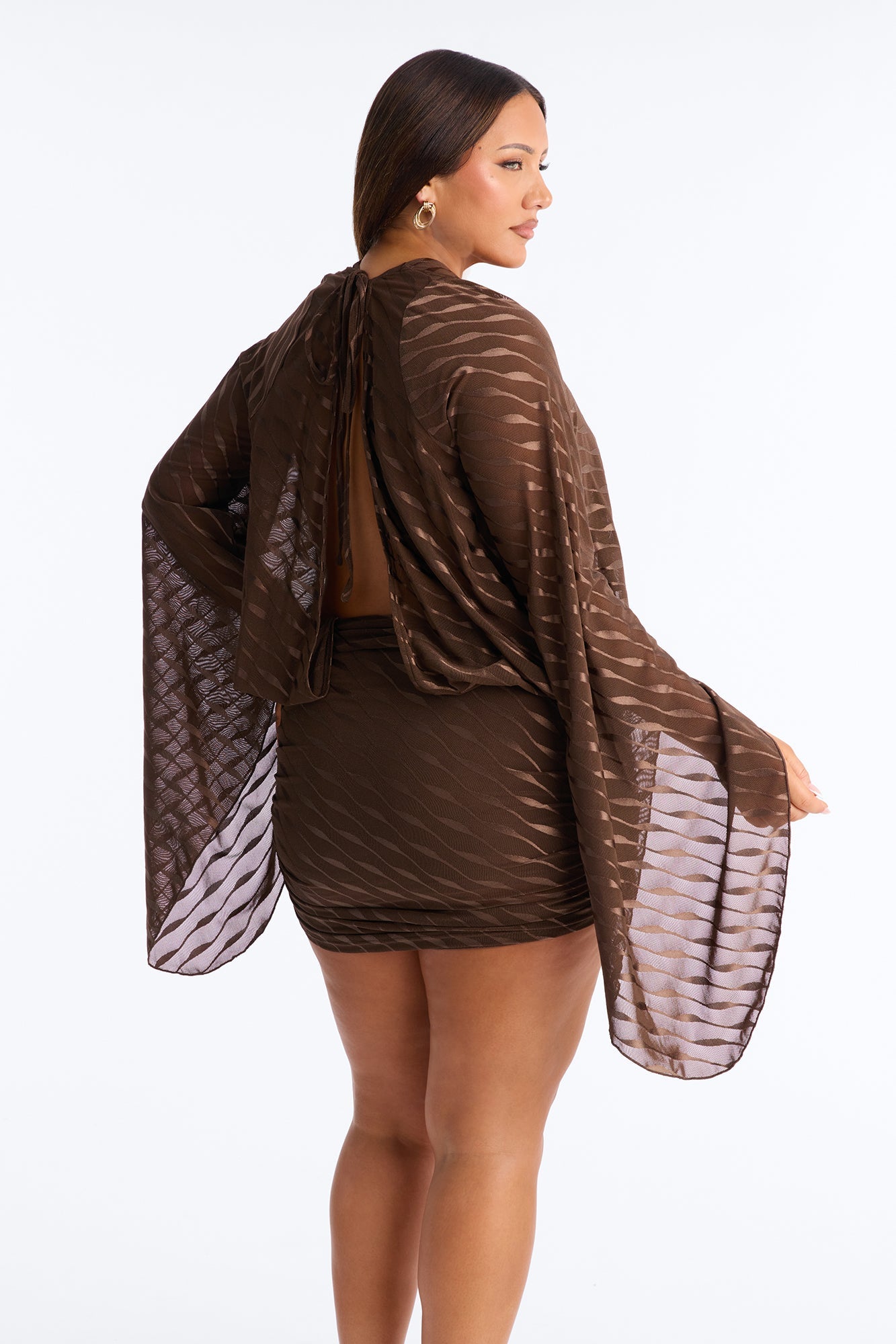 Charlie Mesh Mini Dress - Brown