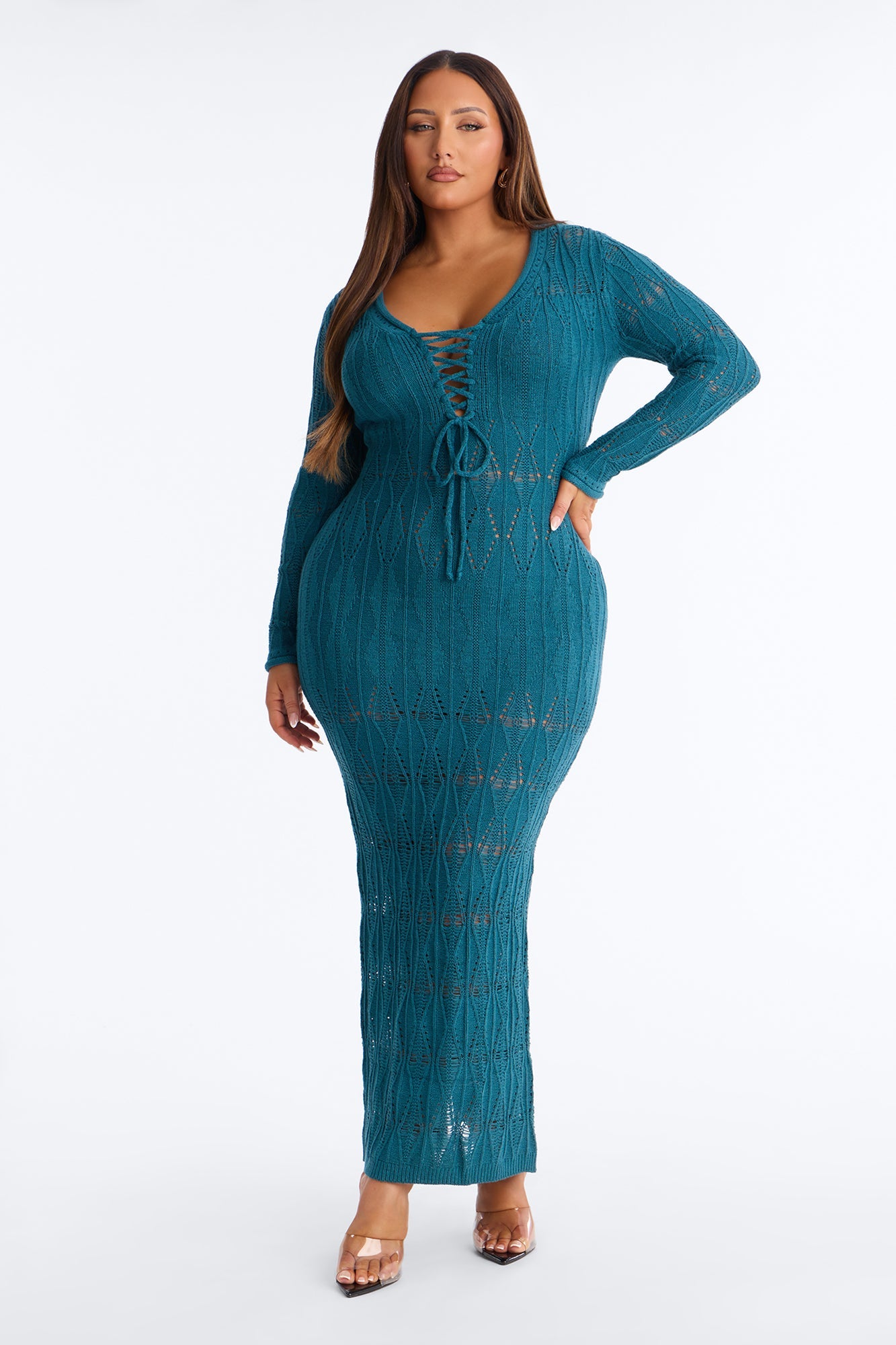 In Motion Sweater Maxi Dress - Teal
