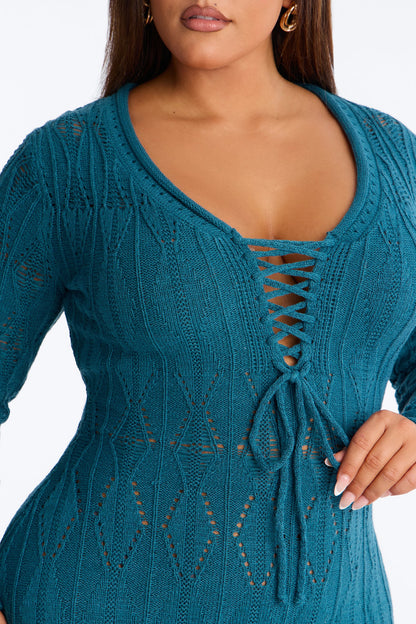 In Motion Sweater Maxi Dress - Teal