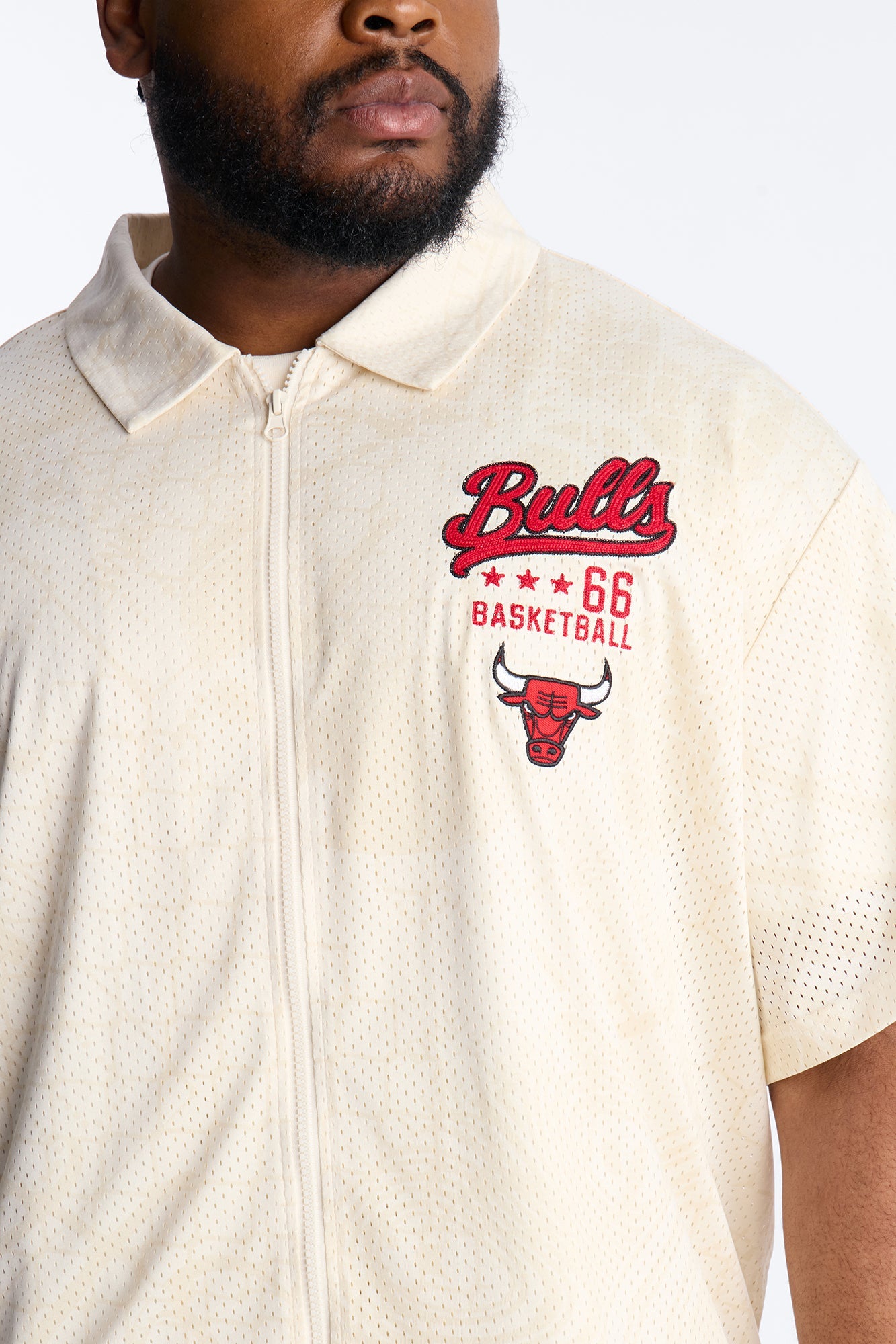 Bulls Rim Rocker Zip Up Mesh Top - Cream