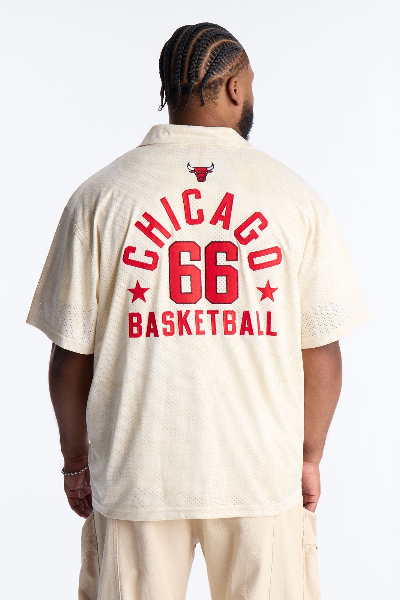 Bulls Rim Rocker Zip Up Mesh Top - Cream