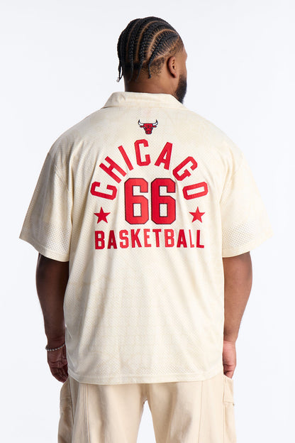 Bulls Rim Rocker Zip Up Mesh Top - Cream