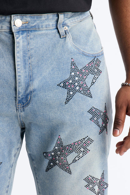 Stacked Skinny Flare Skyfire Jean - Medium Blue Wash