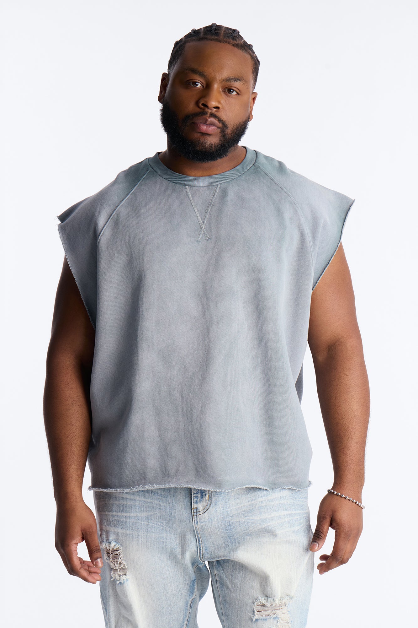 Boiler Washed Boxy Muscle Tee - Slate Blue